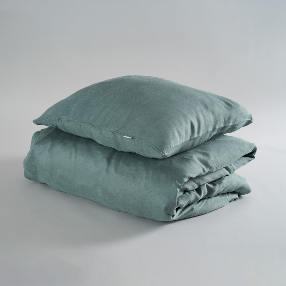 Påslakanset bambuväv Oliv 150x210+50x60