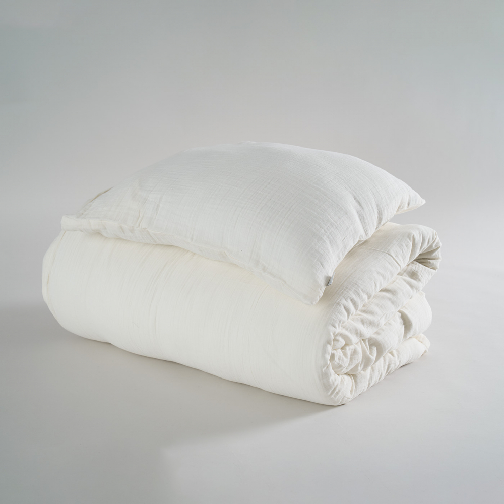 Påslakanset bambuväv naturvit 150x210+50x60